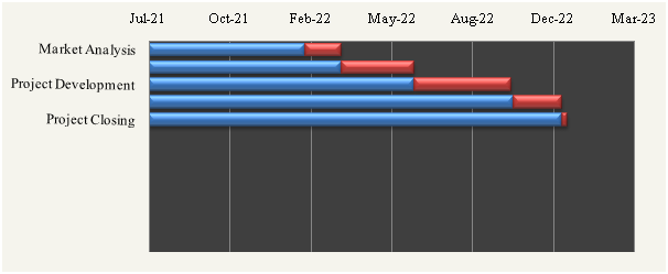 Overall Project Gantt chart in Created by Learner